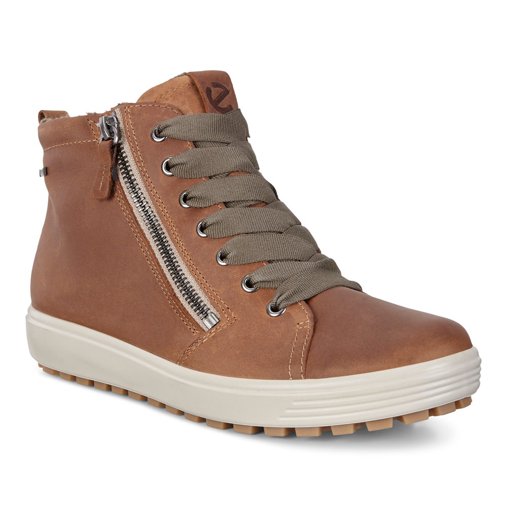 Womens Sneakers - ECCO Soft 7 Tred Gtx Hi - Brown - 0317HLICY